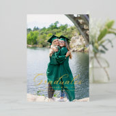 書道写真モダン双生卒業 箔招待状 (立ち正面)