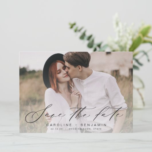 書道写真モダン結婚式の日付を保存 セーブザデート (スタンド正面)