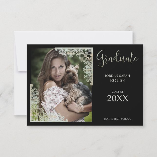 書道写真卒業レース（ブラック） (正面)