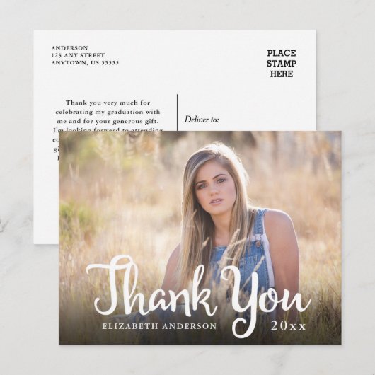 書道写真卒業感謝 ポストカード (正面/裏面)