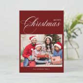 書道写真白メリークリスマス シーズンカード (スタンド正面)