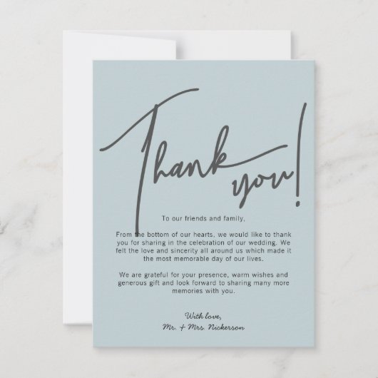 書道写真結婚のサンキューカード サンキューカード (正面)