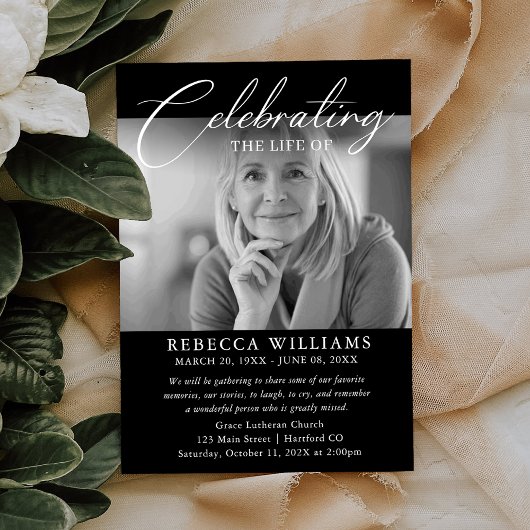 書道写真葬儀 生の祝祭 招待状