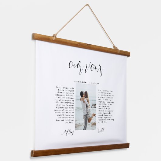 書道写真：彼と彼女結婚の願い 吊り下げ型タペストリー (傾斜あり)