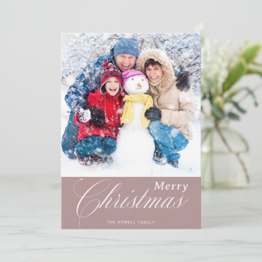 書道冬の家族の写真メリークリスマス シーズンカード (スタンド正面)
