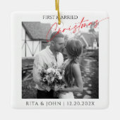 書道初の結婚したクリスマス写真セラミック セラミックオーナメント (正面)