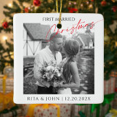 書道初の結婚したクリスマス写真セラミック セラミックオーナメント