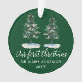 書道初めてのクリスマス水彩二松 オーナメント (正面)