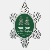 書道初めてのクリスマス水彩二松 スノーフレークピューターオーナメント (右)