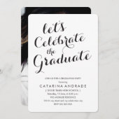 書道卒業パーティー写真白黒 招待状 (正面/裏面)