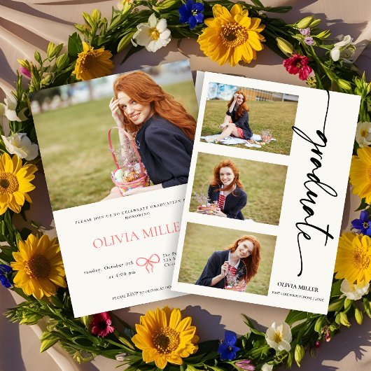 書道卒業写真コラージュグラードパーティー 招待状