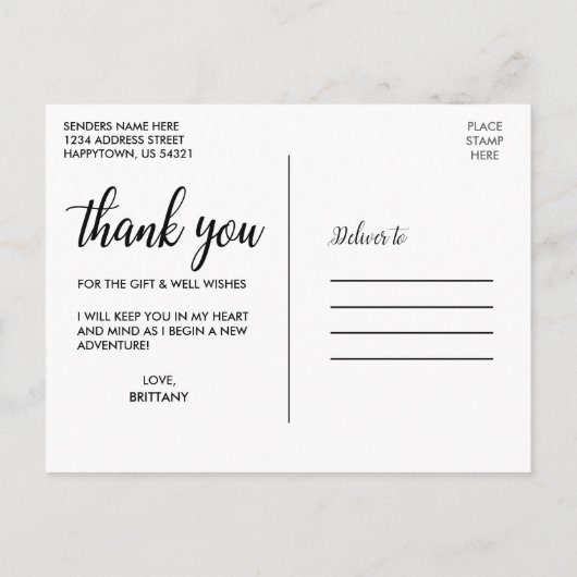 書道卒業式4枚写真コラージュ感謝 ポストカード (裏面)