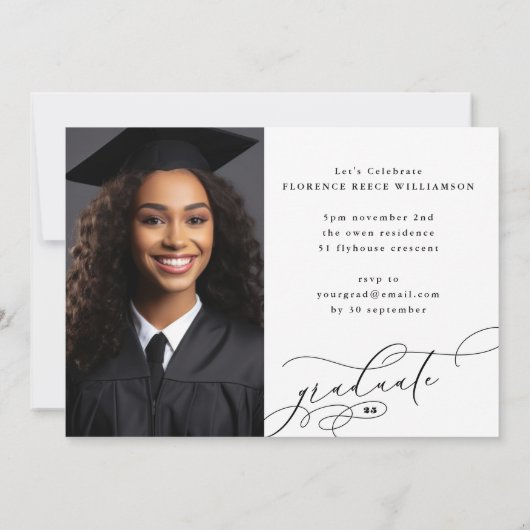 書道卒業生2写真大学卒業 案内状 (裏面)