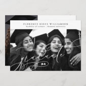 書道卒業生2写真大学卒業 案内状 (正面/裏面)