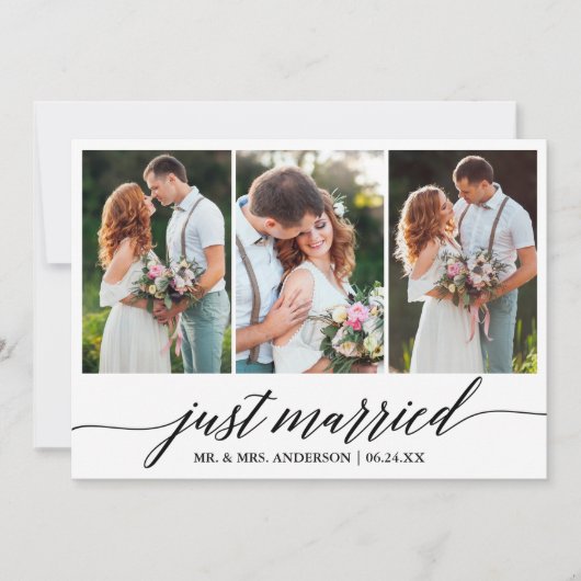 書道台本たった今結婚しました結婚の写真カード サンキューカード (正面)