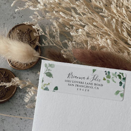 書道台本の緑の葉の戻り ラベル