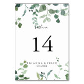 書道台本の緑結婚の葉 テーブルナンバー (裏面)