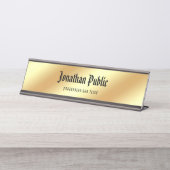 書道台本アメリカの文字エレガント金ゴールド デスクネームプレート (正面)