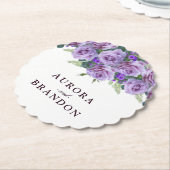 書道台本エレガント紫フローラ結婚ズ ペーパーコースター (アングル)