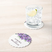 書道台本エレガント紫フローラ結婚ズ ペーパーコースター (インサイチュ)