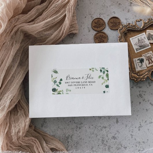 書道台本グリーンリーフ結婚式RSVP ラベル