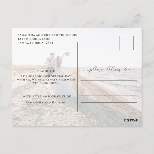 書道台本シンプルのエレガント写真2枚モダン ポストカード (裏面)