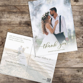 書道台本シンプルのエレガント写真2枚モダン ポストカード