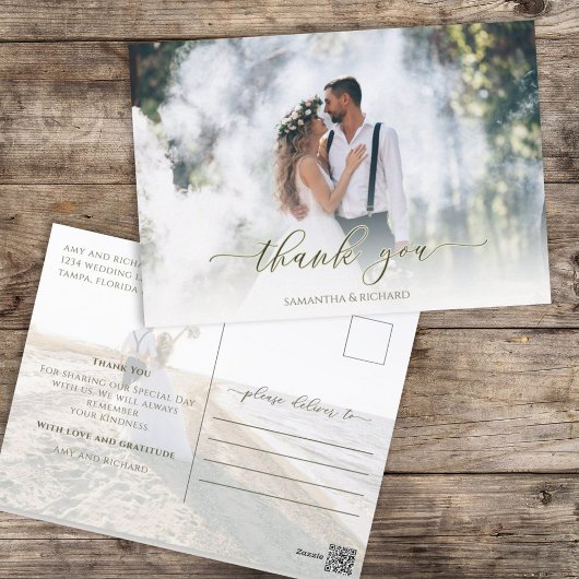 書道台本シンプルのエレガント写真2枚モダン ポストカード