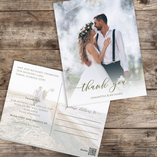 書道台本シンプルのエレガント写真2枚モダン ポストカード