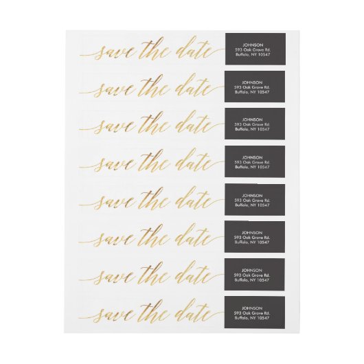 書道台本フェイク金箔差出人住所 ラップアラウンドラベル (シート)