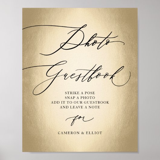 書道台本フォトゲストブック結婚のサイン ポスター (正面)