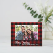 書道台本フォトレッドプレイドクリスマス ポストカード (スタンド正面)