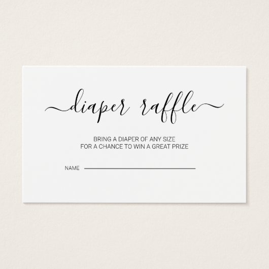 書道台本ベビーシャワーおむつラッフルカード (正面)
