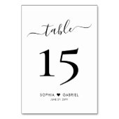 書道台本ミニマル結婚リストの両面 テーブルナンバー (裏面)