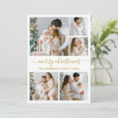 書道台本メリークリスマス金ゴールド5写真 シーズンカード (スタンド正面)