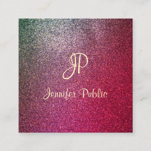 書道台本モダンエレガントグリッターテンプレート スクエア名刺 (正面)