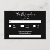 書道台本伝統的ブラックウェディングRSVP エンクロージャーカード (正面)