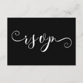 書道台本伝統的ブラックウェディングRSVP エンクロージャーカード (裏面)