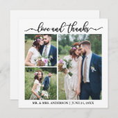 書道台本結婚のコラージュ3フォトスクエア サンキューカード