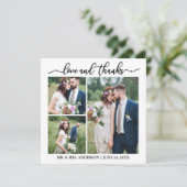 書道台本結婚のコラージュ3フォトスクエア サンキューカード