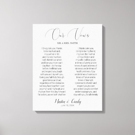 書道台本結婚のVowsキャンバス印刷 キャンバスプリント (正面)