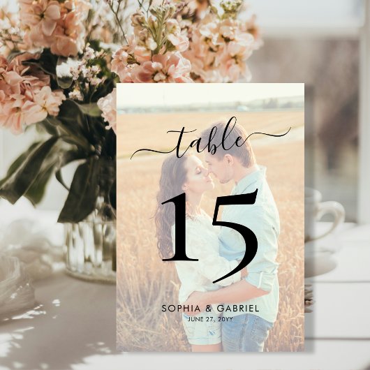 書道台本結婚写真の両面 テーブルナンバー