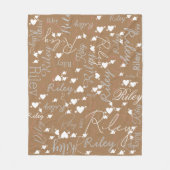 書道名イニシャル白ハート矢印 フリースブランケット (正面)