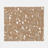 書道名イニシャル白ハート矢印 フリースブランケット (正面(横))