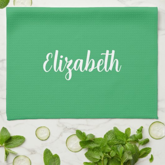 書道名テンプレートセージ緑無地の色 キッチンタオル (折り畳み)