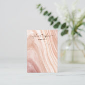 書道埃っぽいピンクの大理石イヤリングディスプレイカード 名刺 (スタンド正面)