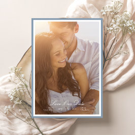 書道埃っぽい青い枠のクラシック写真 セーブザデート