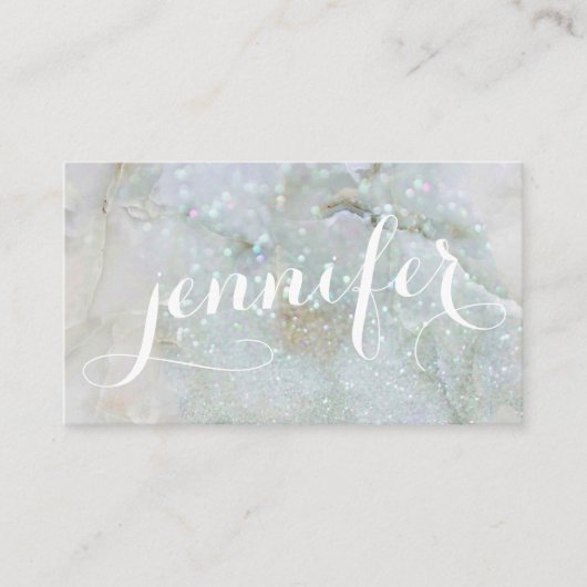 書道大理石グリッター虹色ホログラフィック 名刺 (正面)