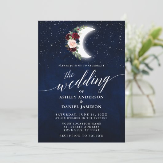 書道天結婚のフローラ月の星 招待状 (スタンド正面)