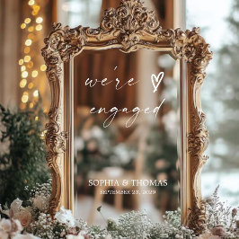 書道婚約パーティ婚約した鏡デカール ウィンドウサイン